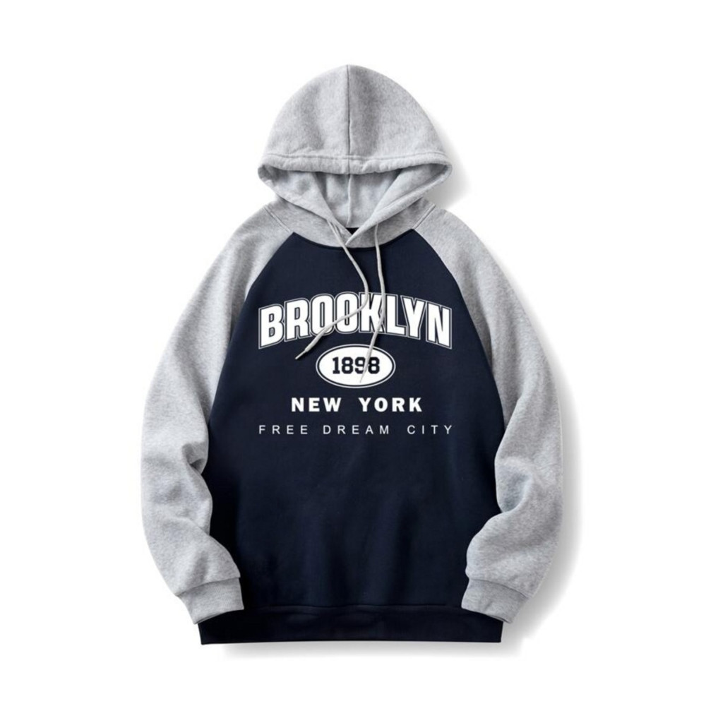 trendgar lacivert brooklyn Baskılı Kapşonlu Sweayshirt XL Beden Bayan Sweatshirt Fiyatı