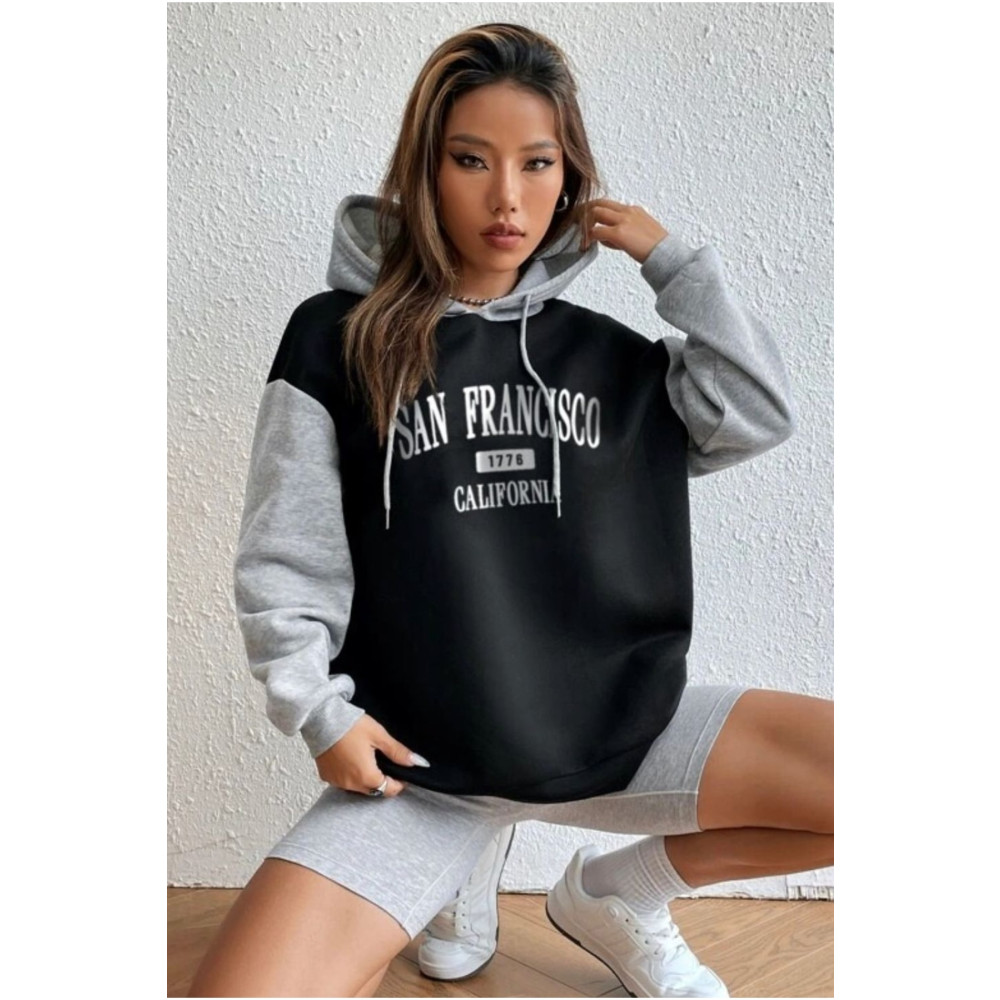 trendgar Sanfransisco Baskılı Kapşonlu Sweayshirt L Beden Bayan Sweatshirt Fiyatı