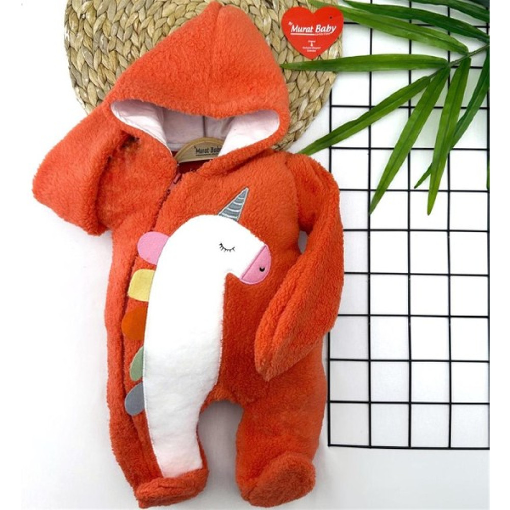 TRENDİMİZBİR (BY MURAT BABY) Unicorn İşlemeli Şapkalı Peluş Bebe Tulum Bebek Tulumu Fiyatı