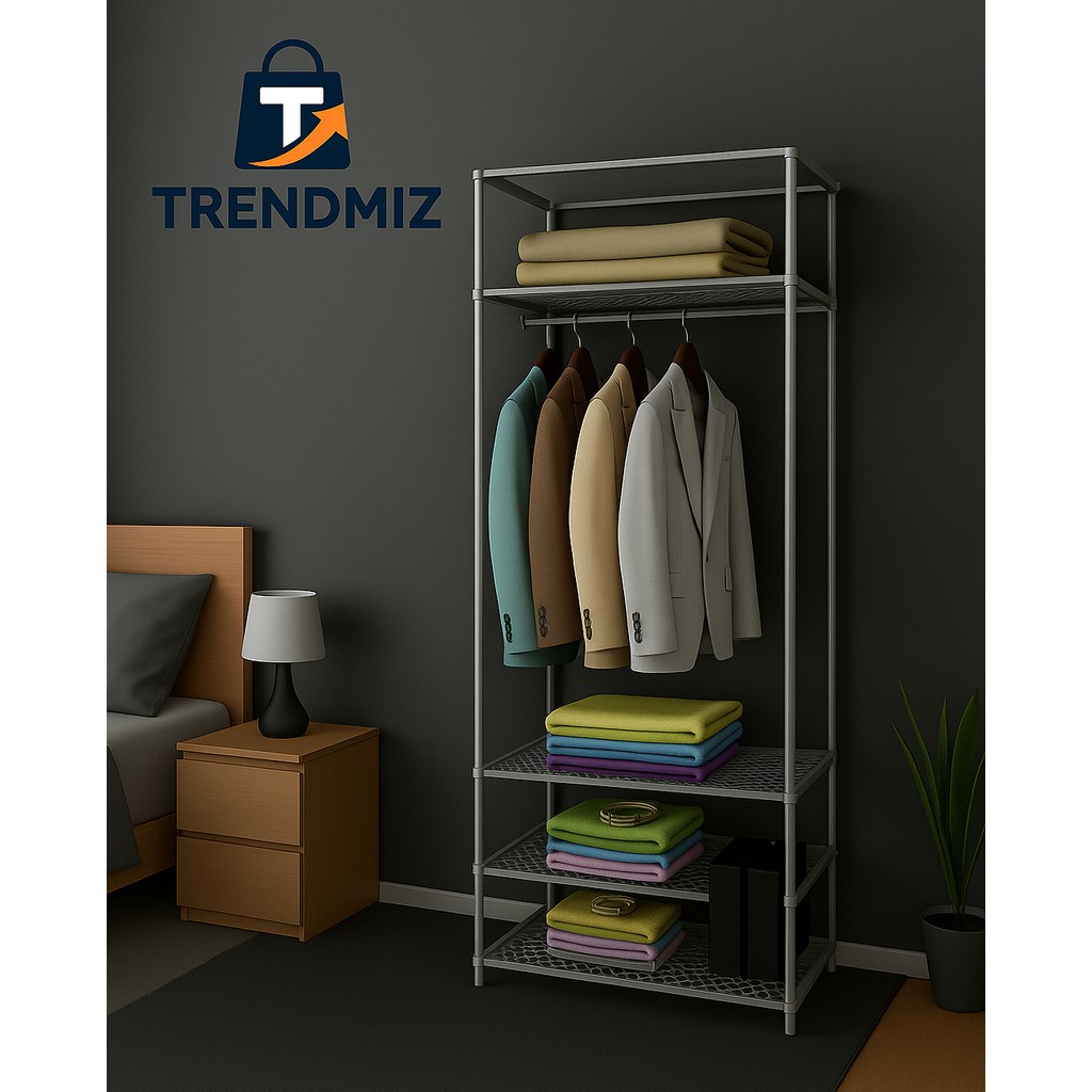 Trendmiz Eyfel Bez Dolap | Metal Iskeletli Kumaş Gardırop | Toz Geçirmez Fermuarlı Hurç Dolap - Gri Gardrop & Dolap Fiyatı