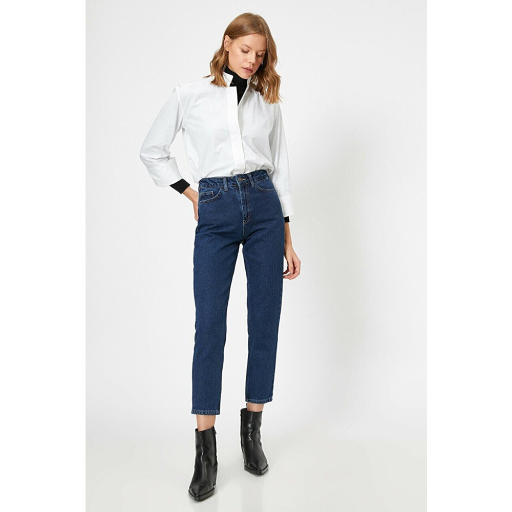 TRENDNATUREL Carmella Koyu Mavi Likralı Mom Jean Pantolon 29 Beden Bayan Jeans / Kot Pantolon Fiyatı