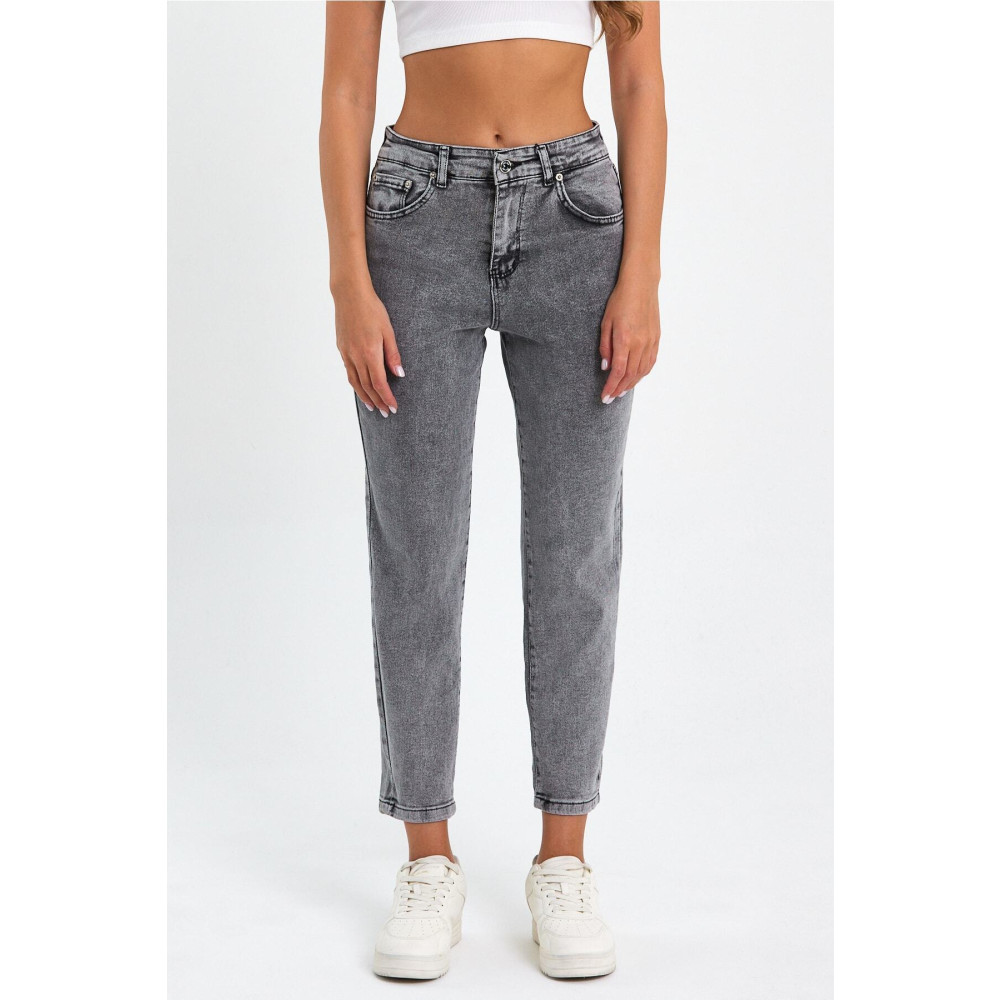 TRENDNATUREL Hily Kar Gri Yüksek Bel Yumuşak Dokunuşlu Rahat Kesim Mom Jean Kot Pantolon 36 Beden Bayan Jeans / Kot Pantolon Fiyatı