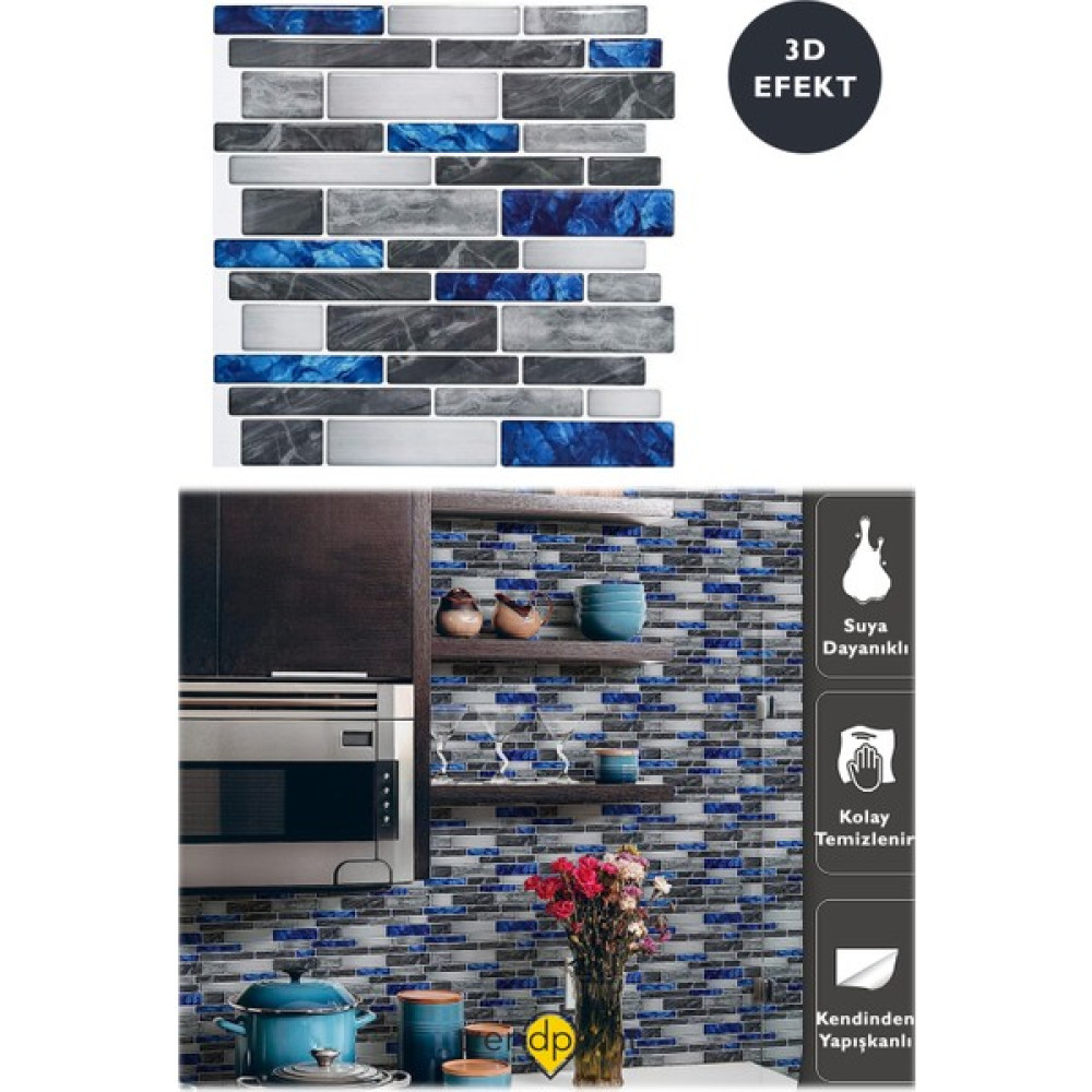 Trendpoint 3D 30×30CM Mutfak Tezgah Arkası Kaplama Kendinden Yapışkanlı Mozaik Görünüm Banyo - 30 x 30 cm Duvar Kağıdı Fiyatı