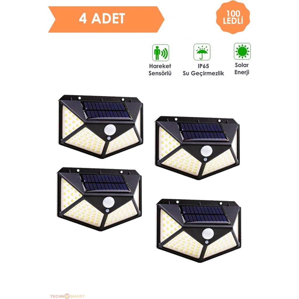 Trendpoint 4ADET 100 Ledli Hareket Sensörlü Güneş Enerjili Solar Bahçe Lambası LED Şarj Olabilen Dış Mekan & Bahçe Oyuncakları Fiyatı