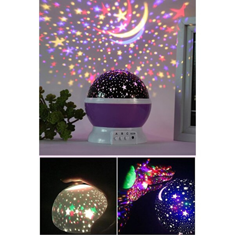 Trendpoint Dönen Renkli Star Master Yıldızlı Gökyüzü Projeksiyon Gece Lambası Masa Lambası - Mor Gece Lambası Fiyatı