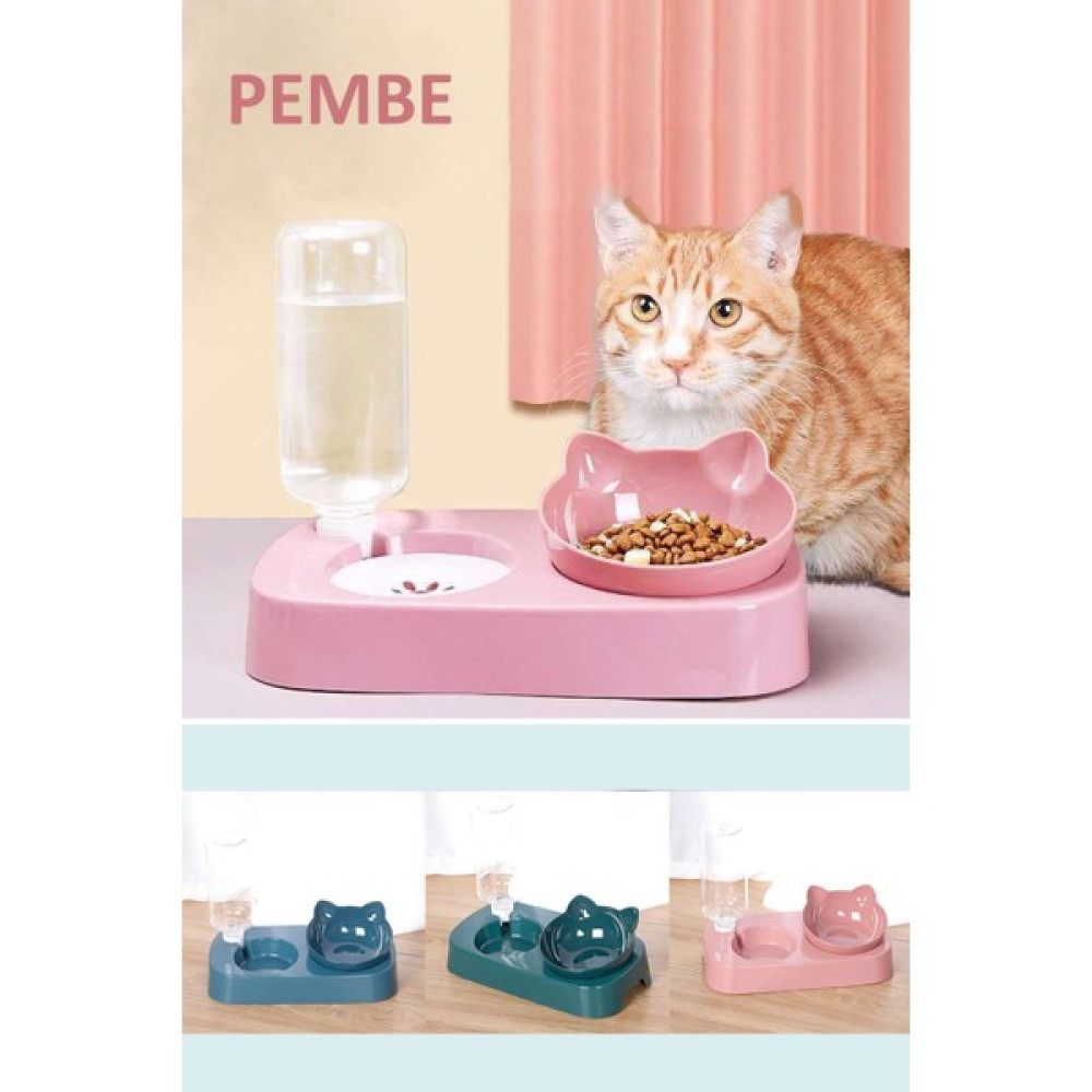Trendpoint Kedi Köpek Mama ve Su Kabı Kaseli Otomatik Su Sebili Büyük Boy Depolama - Pembe Evcil Hayvan Ürünleri Fiyatı
