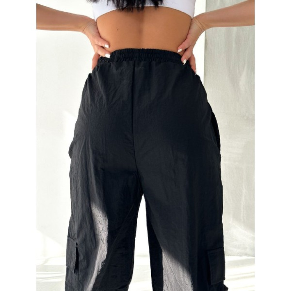 Trendseem Siyah Paraşüt Kumaş Pantolon Kadın Pantolon Fiyatı