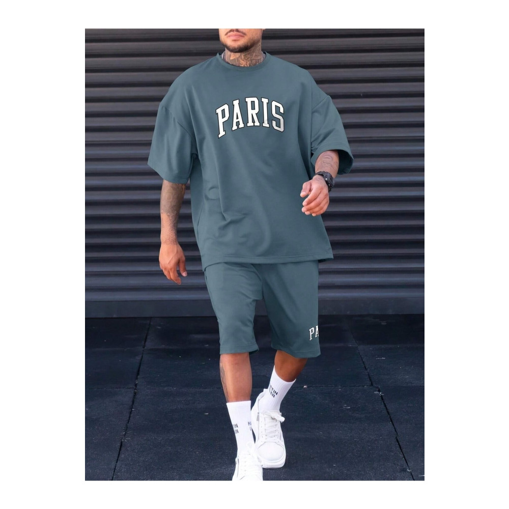 Trendseninle Erkek Mint Paris Baskılı Oversize Şortlu Takım M Beden Kadın Eşofman Fiyatı