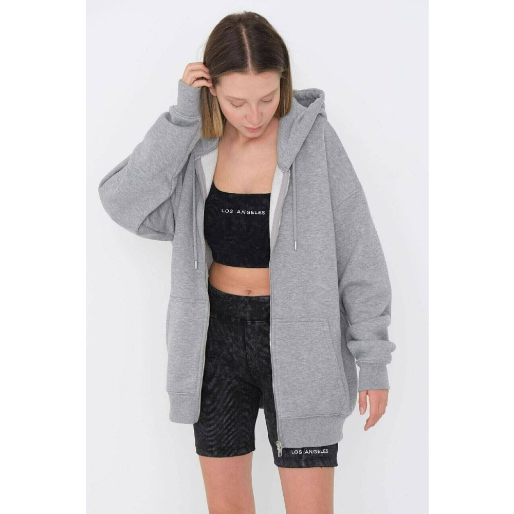 Trendseninle Kadın Gri Fermuarlı Hırka Sweat L/XL Beden Kadın Hırka Fiyatı