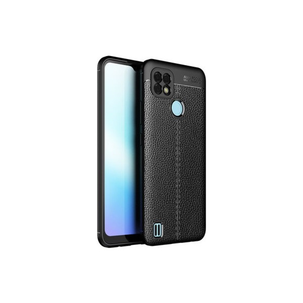 Trendshopping Realme C25 Kamera Korumalı Deri Görünümlü Rugan Armor Tam Koruma Silikon Kılıf - Siyah Cep Telefonu Kılıfı Fiyatı