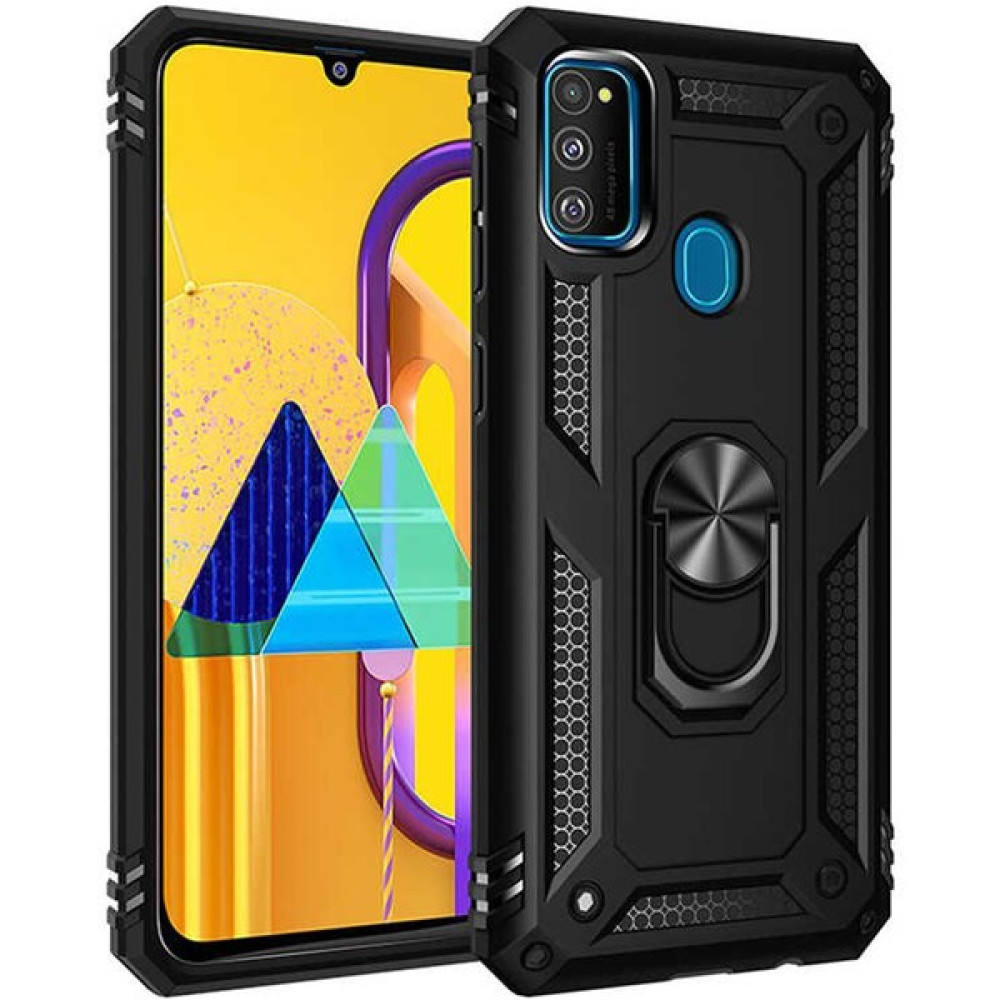 Trendshopping Samsung Galaxy M30S Tank Zırh Yüzüklü Mıknatıslı Standlı Kapak - Siyah Cep Telefonu Kılıfı Fiyatı