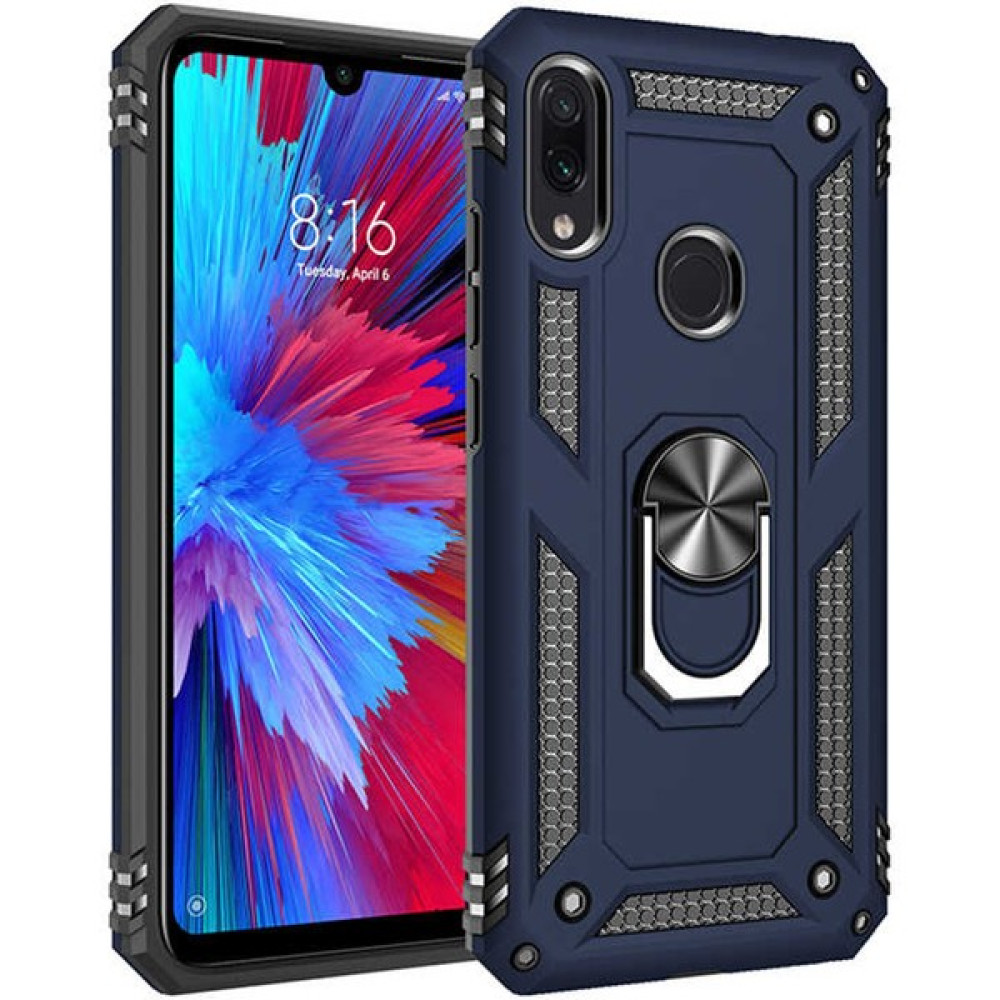 Trendshopping Xiaomi Redmi Note 7 Tank Zırh Yüzüklü Mıknatıslı Standlı Kapak - Mavi Cep Telefonu Kılıfı Fiyatı