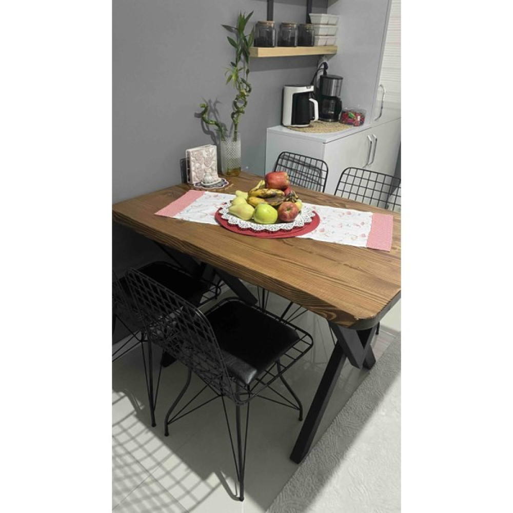 Trendy Assel Almira 4 Kişilik Kütük Yemek Masası Takımı - Mutfak Masası Takımı - Ahşap - 80 x 120 cm Masa - Sandalye Seti / Takımı Fiyatı