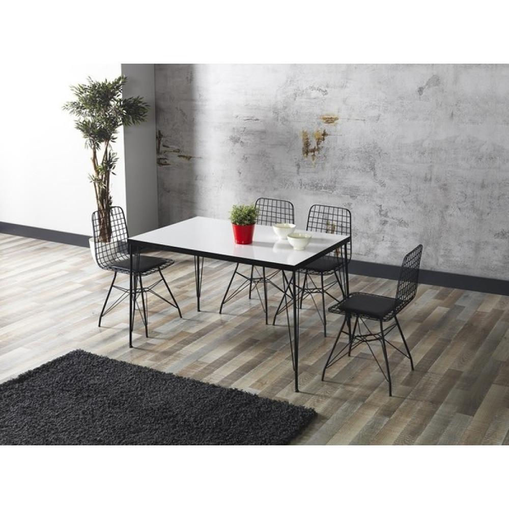 Trendy Assel Asena Yemek Masası Takımı (60 x 120 Cm) - Beyaz - 60 x 120 cm Masa - Sandalye Seti / Takımı Fiyatı