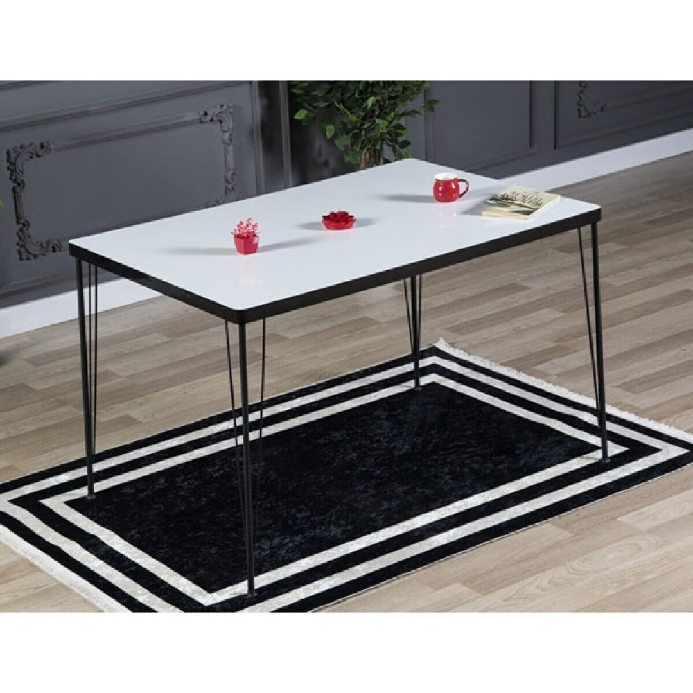 Trendy Assel Berrak Yemek Masası Takımı-Mutfak Masası Takımı- 60X120 - Beyaz - 60 x 120 cm Masa - Sandalye Seti / Takımı Fiyatı