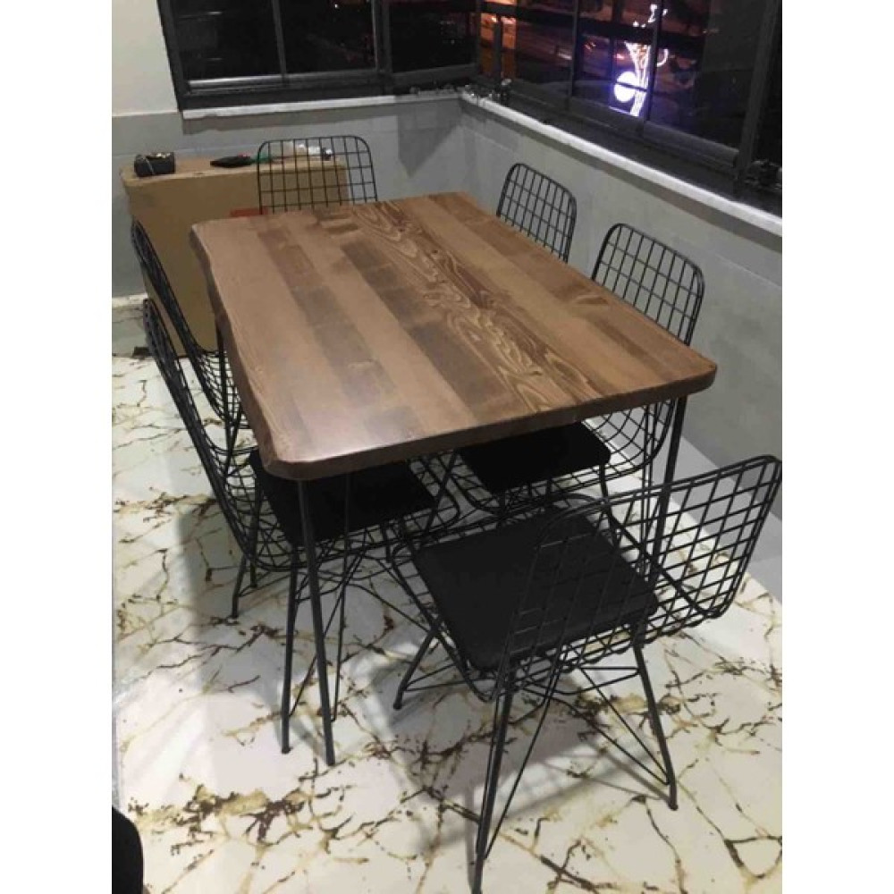 Trendy Assel Eylül Kütük 6 Kişilik Yemek Mutfak Masası Takımı - Kahverengi - 80 x 120 cm Yemek & Mutfak Masası Fiyatı