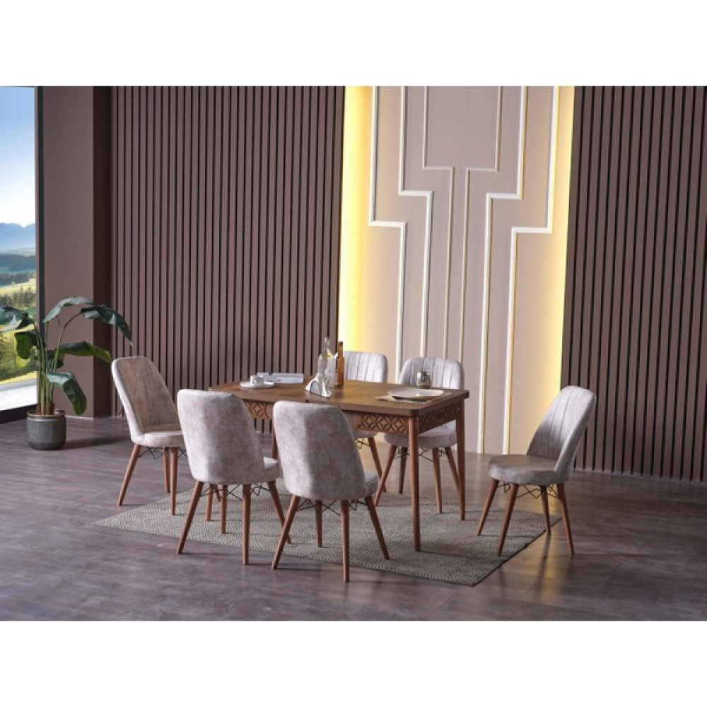 Trendy Assel Milan 80X130(KAPALI) 80X170(AÇIK) Yemek Masası Takımı Mutfak Masası Takımı - Krem Masa - Sandalye Seti / Takımı Fiyatı