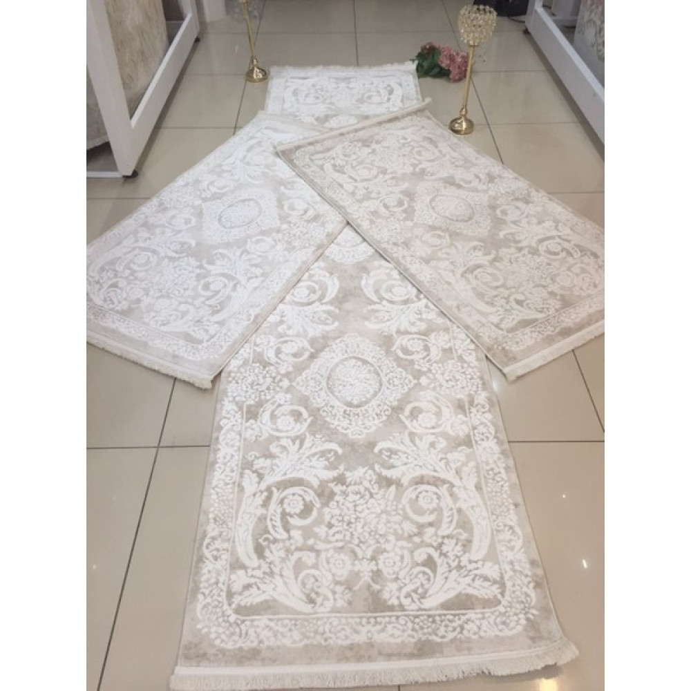 Trendy Halı Vintage Koleksiyonu Yolluk Takımı 80X150 2 Adet 80X300 1 Adet Şeklinde Set - Vizon - 100 x 480 cm Salon Halısı Fiyatı