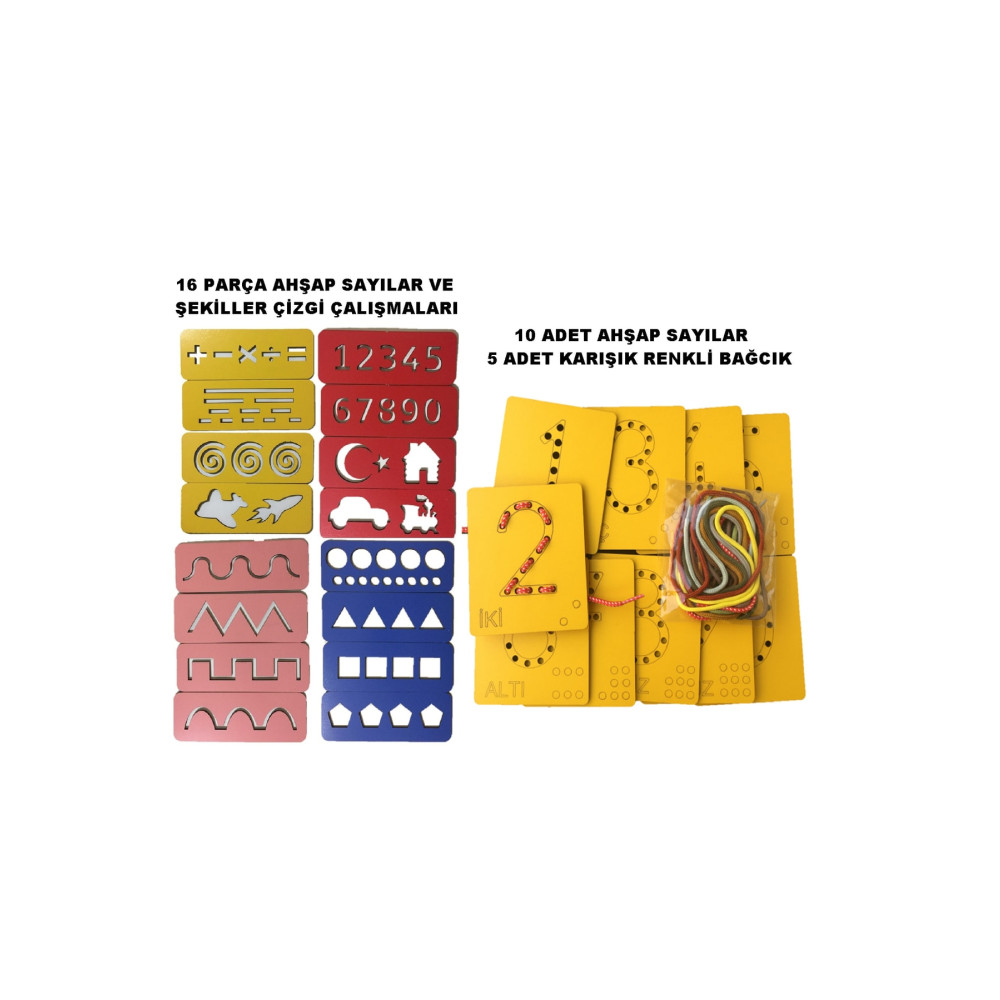 Trendy Toys Eğitici Ahşap Çizgi Çalışmaları Ve Sayılar Ip Geçirme Montessori El Kası Geliştirme Eğitici Oyuncak Fiyatı