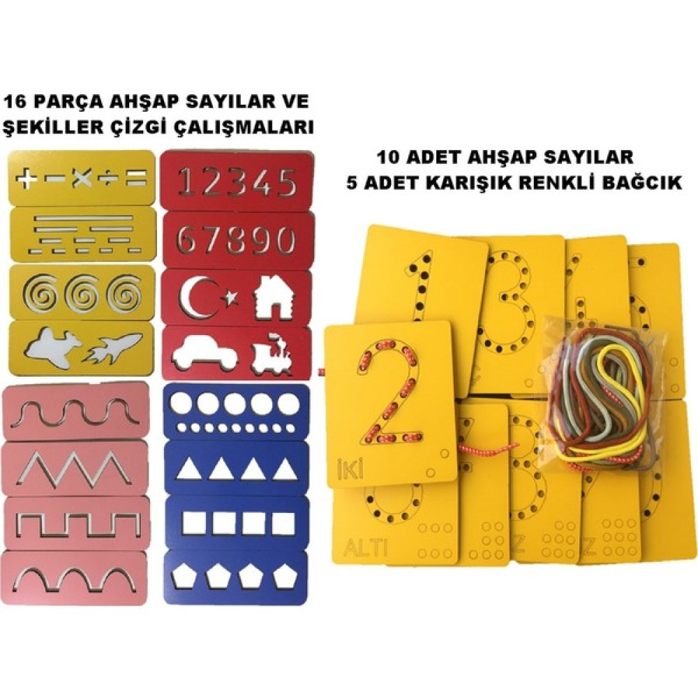 Trendy Toys Eğitici Ahşap Çizgi Çalışmaları ve Sayılar Ip Geçirme Oyunu - Renkli Eğitici Oyuncak Fiyatı