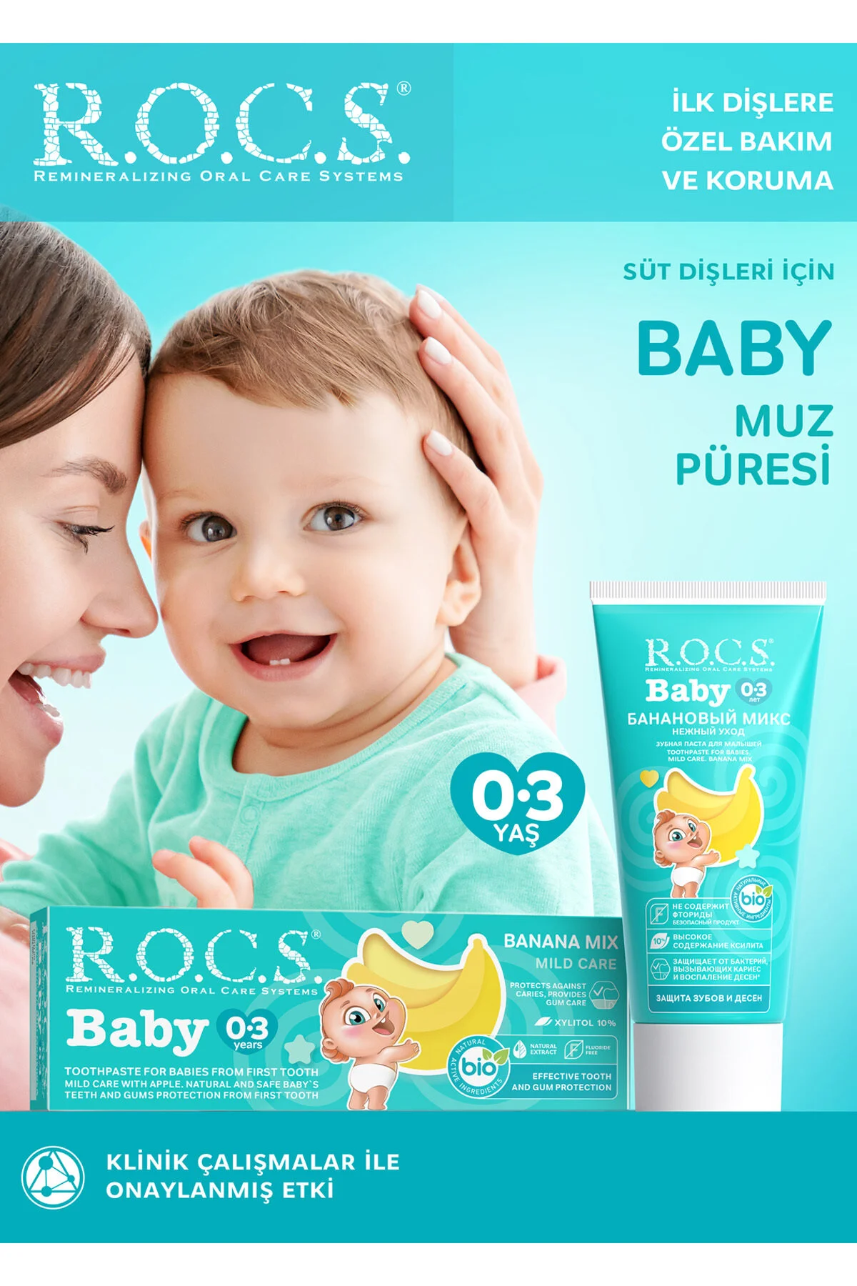 Rocs Baby Süt Dişler için  Muz Püresi 0-3 Yaş Diş Macunu 45 ml Diş Macunları Fiyatı