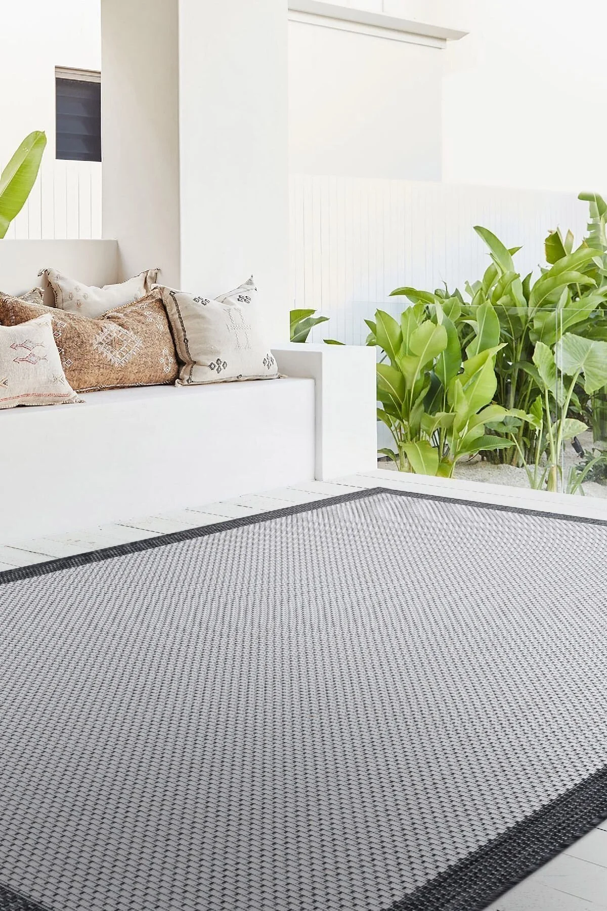 Koza Halı Fresco Ekru Siyah Iskandinav Jüt Yıkanabilir Halı Kilim Balkon Teras Mutfak Salon Koridor Halısı 23745A - 80 x 200 cm - Ekru - Siyah Salon Halısı Fiyatı