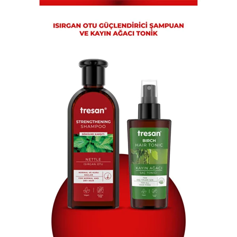 Tresan Isırgan Otu Dökülme Karşıtı ve Bakım Şampuanı 300 ml Normal ve Kuru Saçlar İçin + Tresan Kayın Ağacı Özlü ve Canlandırıcı Saç Toniği 125 ml Şampuan ve Saç Kremi Fiyatı