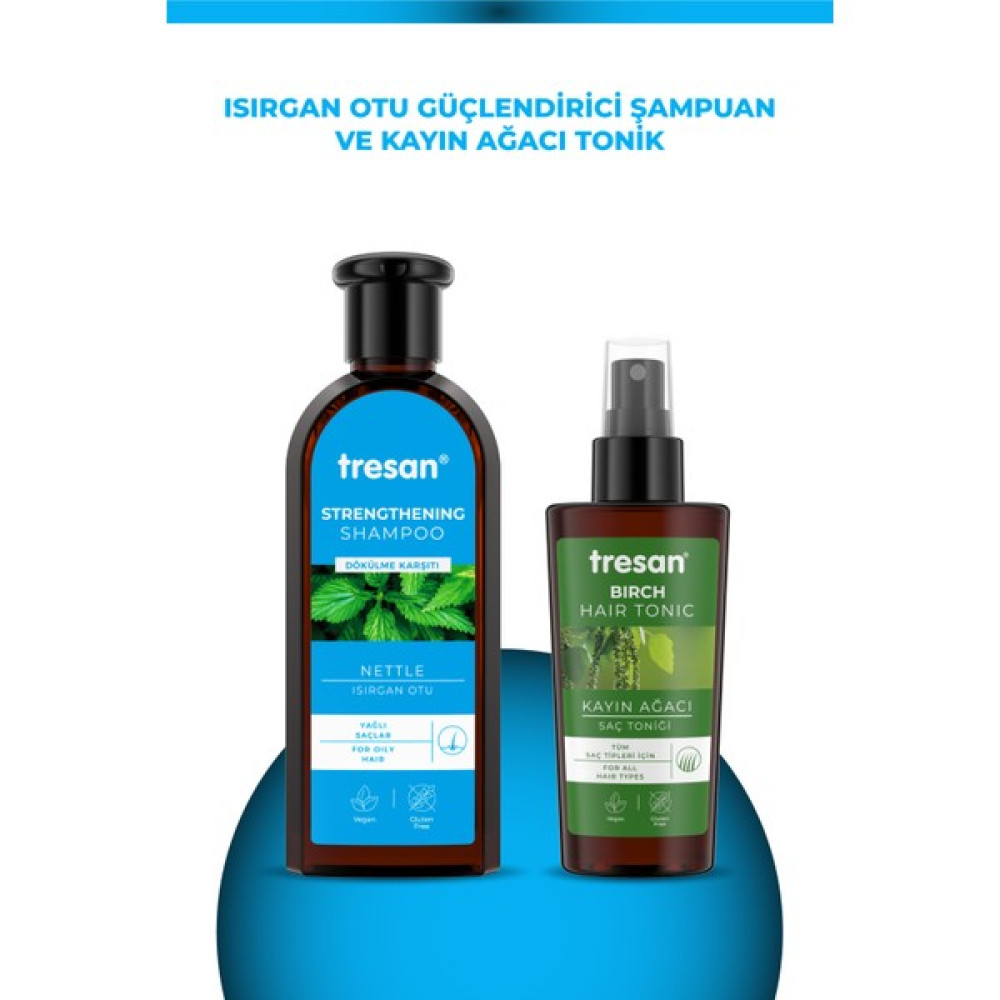 Tresan Isırgan Otu Dökülme Karşıtı ve Bakım Şampuanı 300 ml Yağlı Saçlar İçin + Tresan Kayın Ağacı Özlü ve Canlandırıcı Saç Toniği 125 ml - yok Şampuan ve Saç Kremi Fiyatı