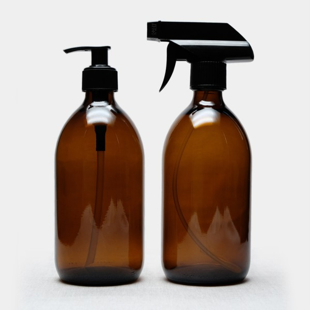 Trichi Design 500ML Amber Cam Sıvı Sabunluk ve Sprey Şişe ( 2 Adet ) - Kahverengi Sabunluk Fiyatı
