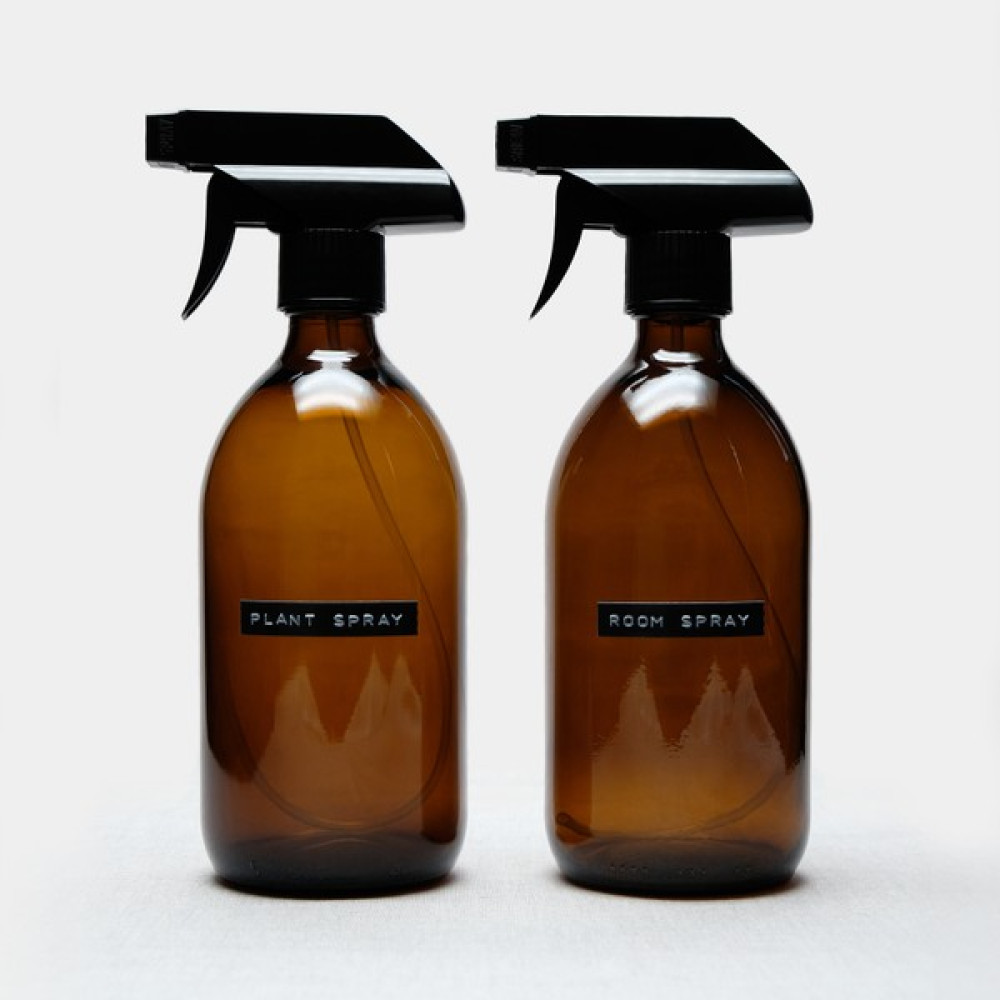 Trichi Design 500ML Amber Cam Sprey Şişe Retro Tasarım 3D Etiket ( 2 Adet Plant Spray, Room Spray ) Hijyen ve Temizlik Fiyatı