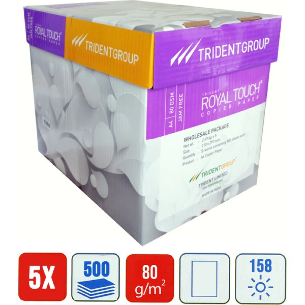 Trident Royal Touch A4 80 gr Fotokopi Kağıdı 1 Koli 5 Li Paket 2500 Adet Fotokopi Kağıdı Fiyatı