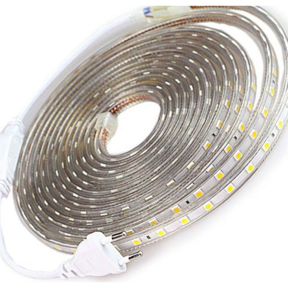 Triline 220V Fişli Silikonlu Beyaz Şerit LED 3 Çipli Smd 5050 - 1metre Led Aydınlatmalar Fiyatı