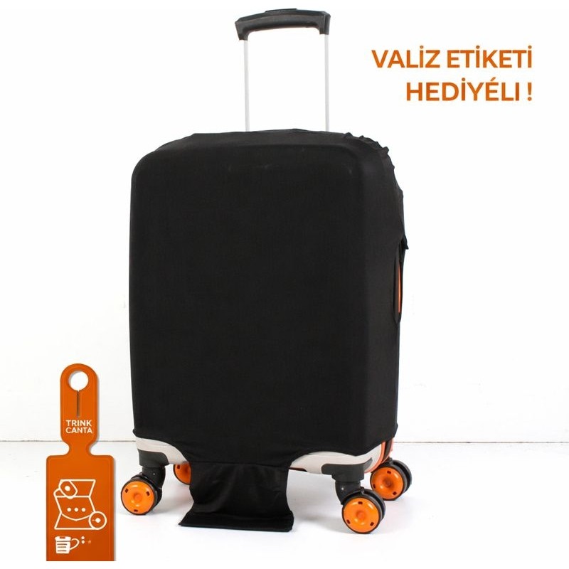 Trink Çanta Valiz Kılıfı ve Bavul Kılıfı - Likralı Esnek Kumaş - Siyah * ORTA * Bavul / Valiz Fiyatı