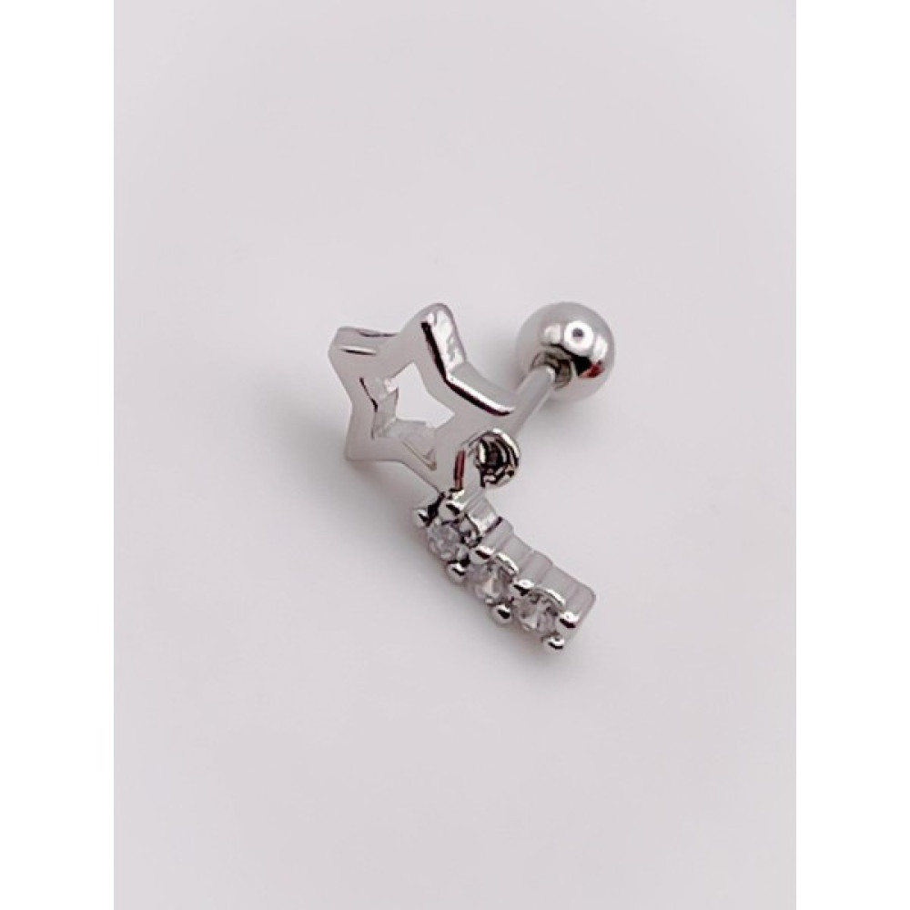 Trinos Cerrahi Çelik Zirkon Taşlı Kuyruklu Yıldız Kıkırdak Helix Tragus PIERCING(1ADET) - Gümüş Altın & Gümüş Piercing Fiyatı