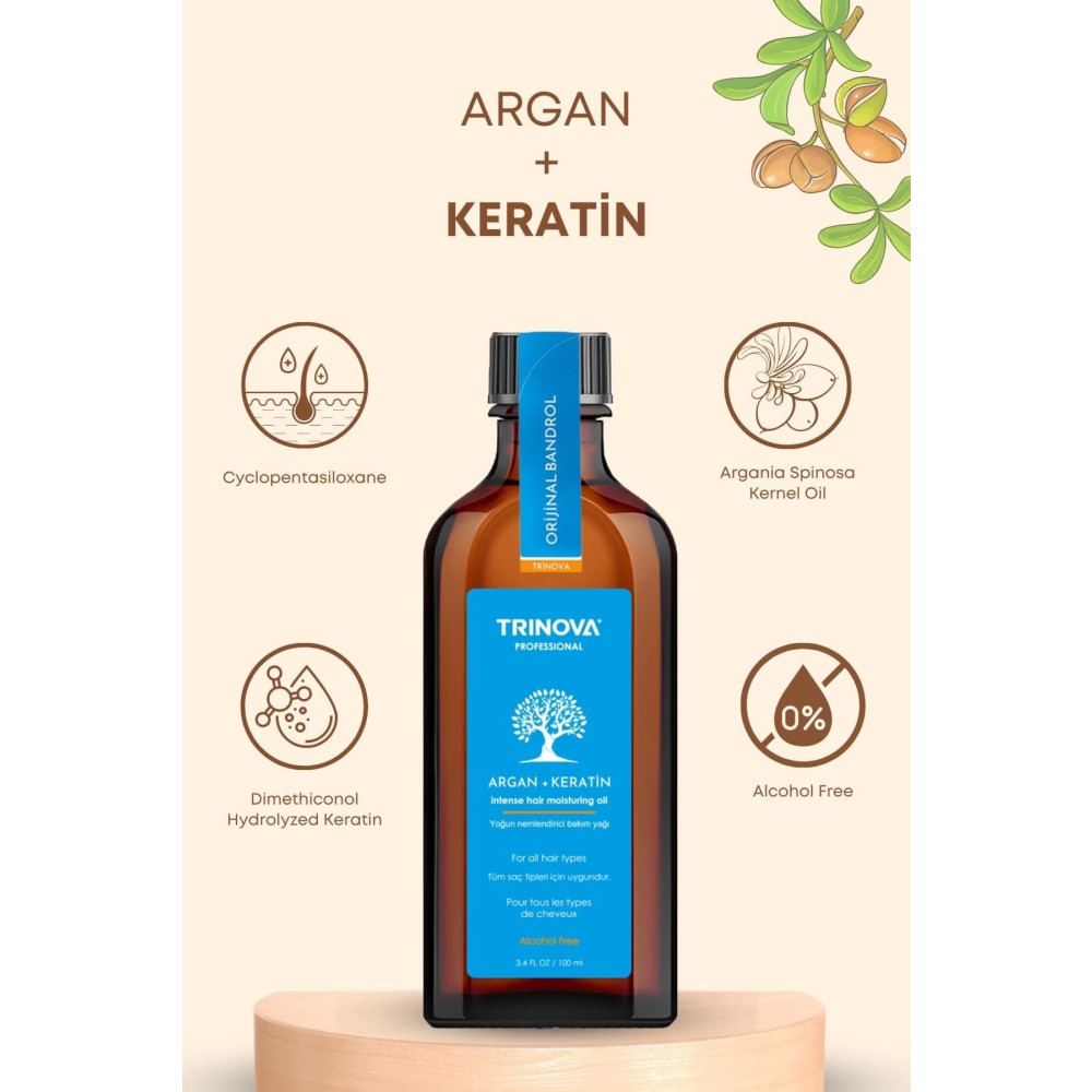 Trinova Argan Keratin Yağı & Zayıf Yıpranmış Saçlar Için Onarıcı Bakım Yağı Saç Bakım Maskeleri & Serumlar & Spreyler Fiyatı