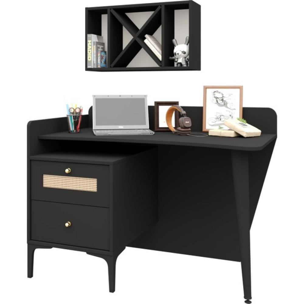 Trio Black Ders Çalışma Masası - G120XD60XY75 - Siyah Çalışma Masası Fiyatı