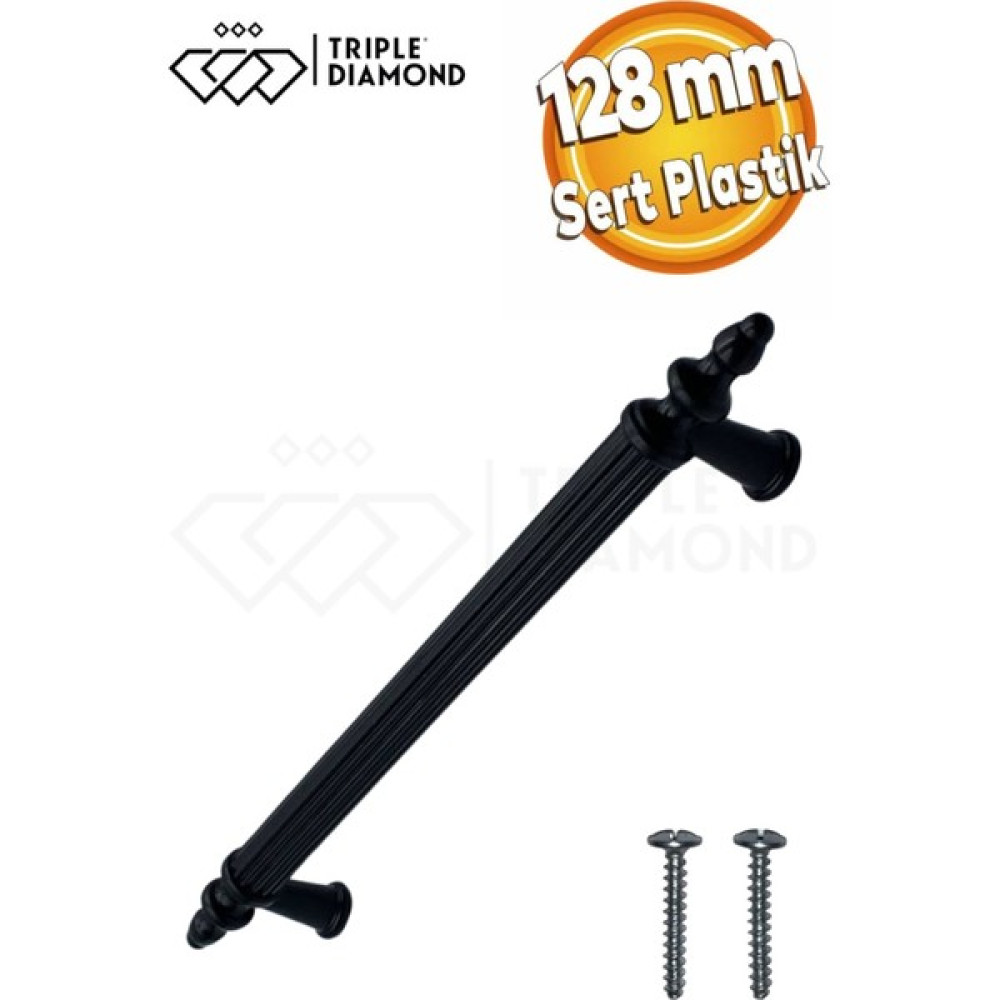 Triple Diamond 128 mm Mat Siyah Çekmece Kulpları Dolap Mobilya Kulp Sert Polimer Kulpu 1 Adet ( 12.8 cm ) = 128MM - 6.5 Nalburiye & Hırdavat Fiyatı