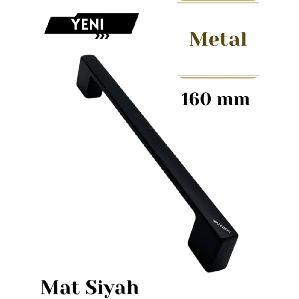 Triple Diamond 160 mm Metal Siyah Çekmece Kulpları Dolap Mutfak Mobilya Kulpu 1 Adet ( 16 cm ) = 160MM - 36.99 Nalburiye & Hırdavat Fiyatı