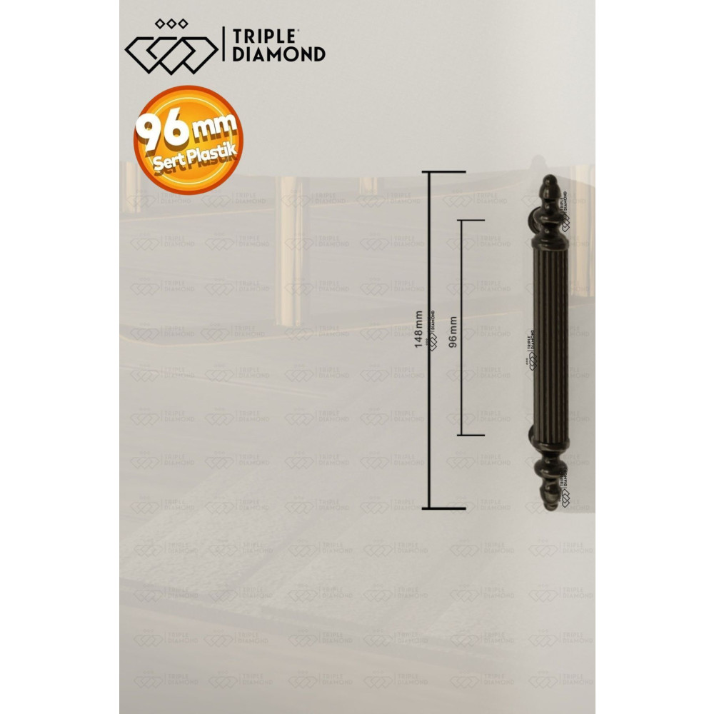 Triple Diamond 96 Mm Siyah Çekmece Kulpları Dolap Mobilya Kulp Sert Polimer Kulpu 1 Adet Vidadahil( 9.6 Cm ) = 96mm Diğer Fiyatı