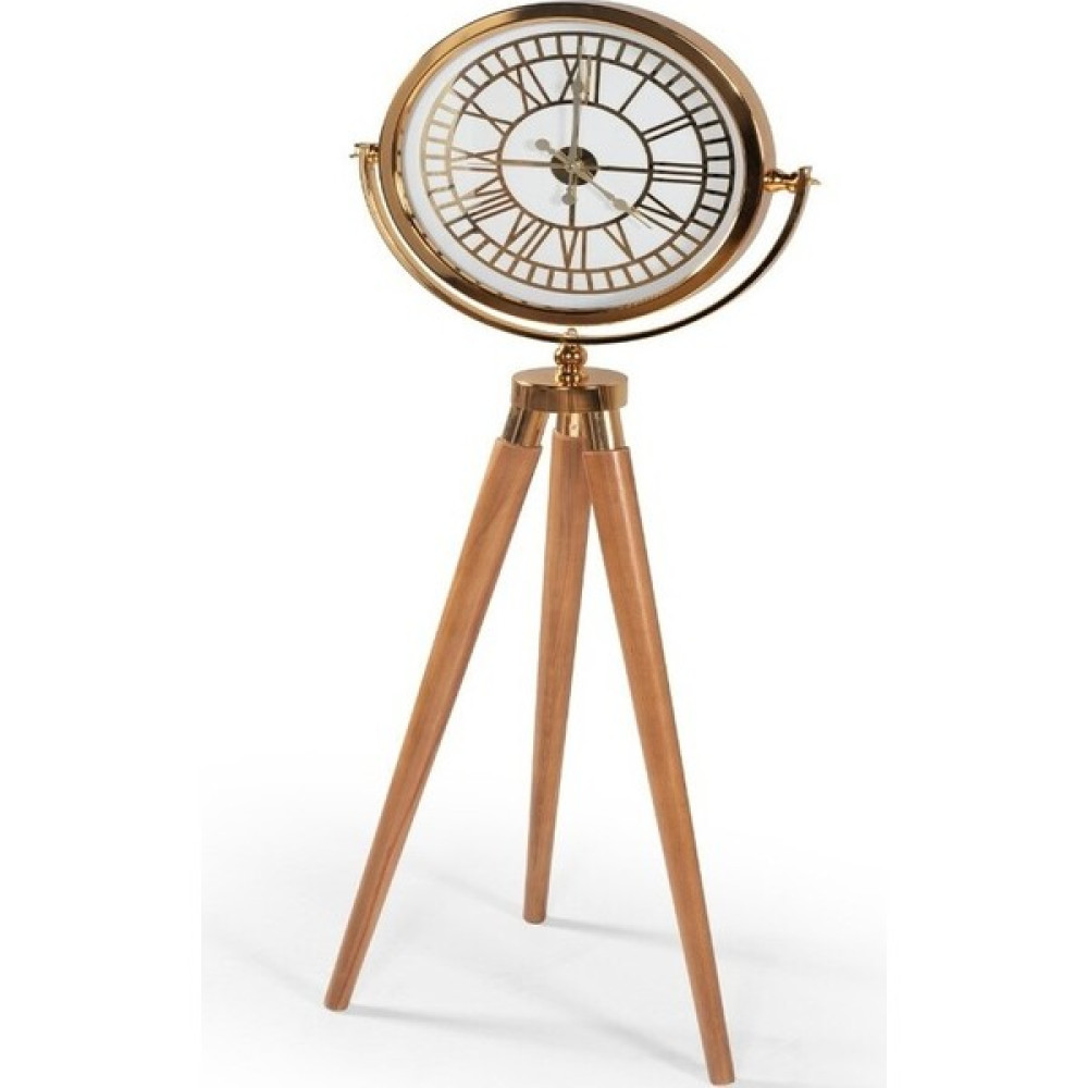 Tripod Ayaklı Saat Gold Kaplama - Ev Ofis Dekorasyonu - Modern Tasarım Saat Dekoratif Saat Fiyatı
