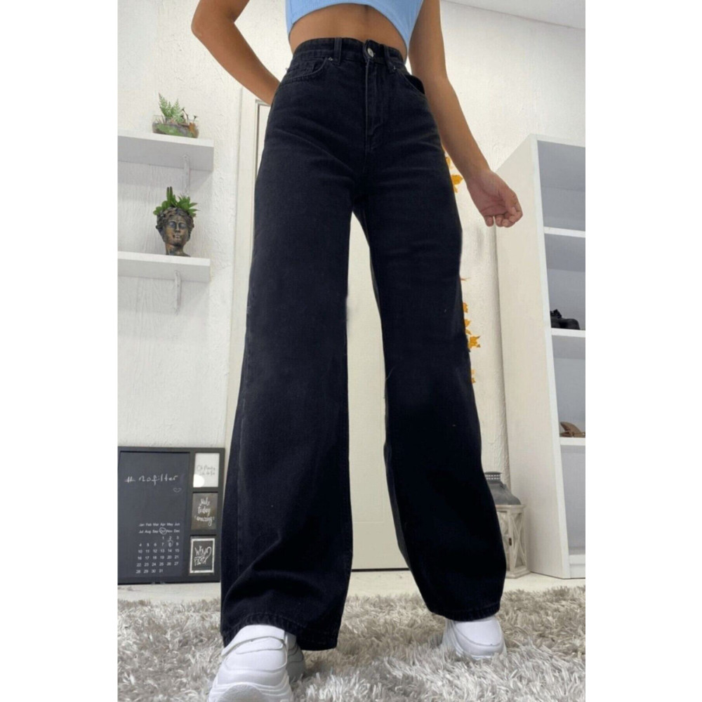 Trn JNS Love Solmayan Siyah Likralı Süper Yüksek Bel Salaş Jean Pantolon. (SÜPER YÜKSEK.) Wide Leg. 28 Beden Bayan Jeans / Kot Pantolon Fiyatı