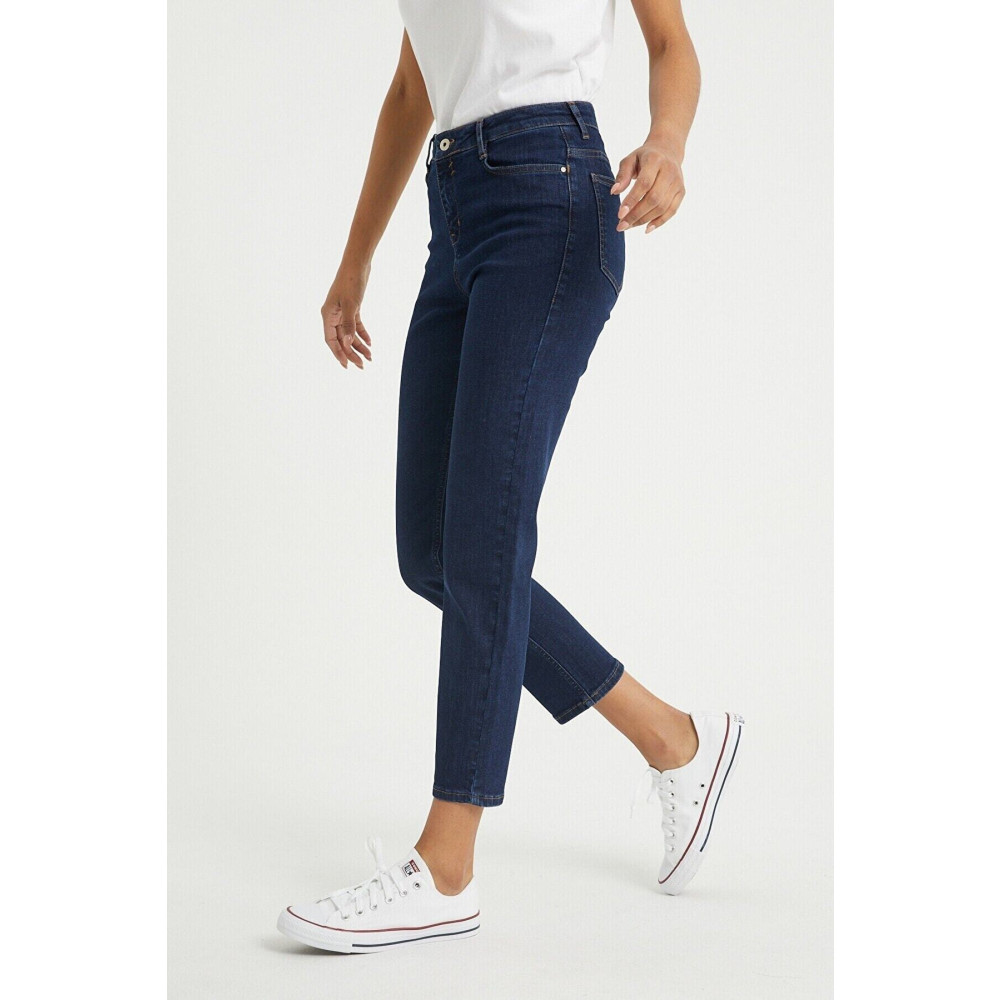Trn JNS Mona Koyu Mavi Mom Jean Kadın Boyfriend Yüksek Bel Likralı Kot Pantolon 26 Beden Bayan Jeans / Kot Pantolon Fiyatı
