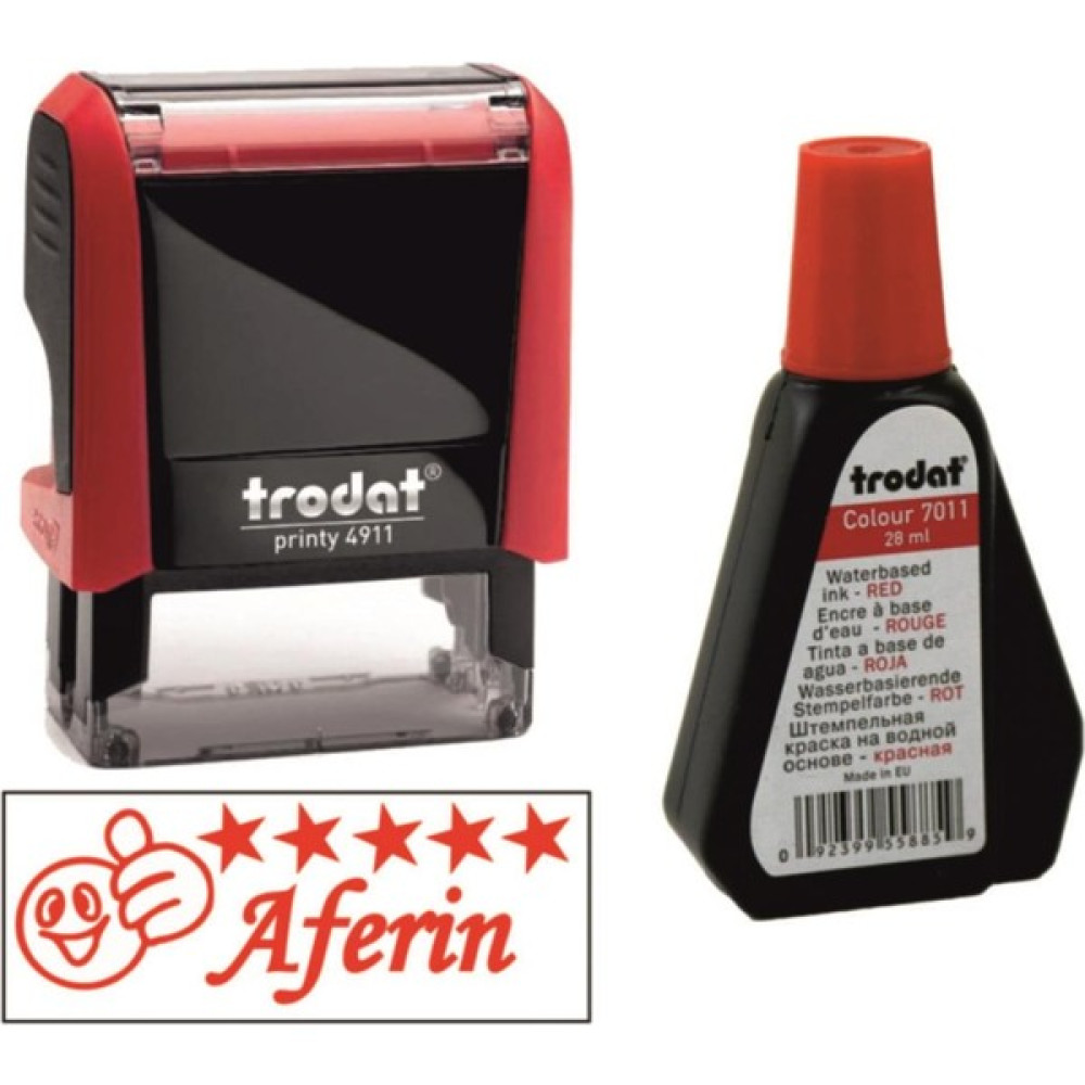 Trodat Aferin Öğretmen Kaşesi - Kaşe+Kaşe Lastiği+Kırmızı Kaşe Mürekkebi TR-4911-AFERIN Kase Fiyatı