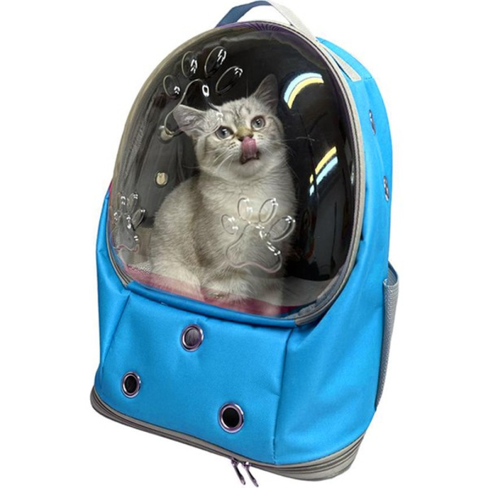 Tropheus Ufo Astronot Kedi Taşıma Çantası - 7 Hava Kanallı Pati Desenli 47X40X35CM (15KG) - Mavi Evcil Hayvan Ürünleri Fiyatı