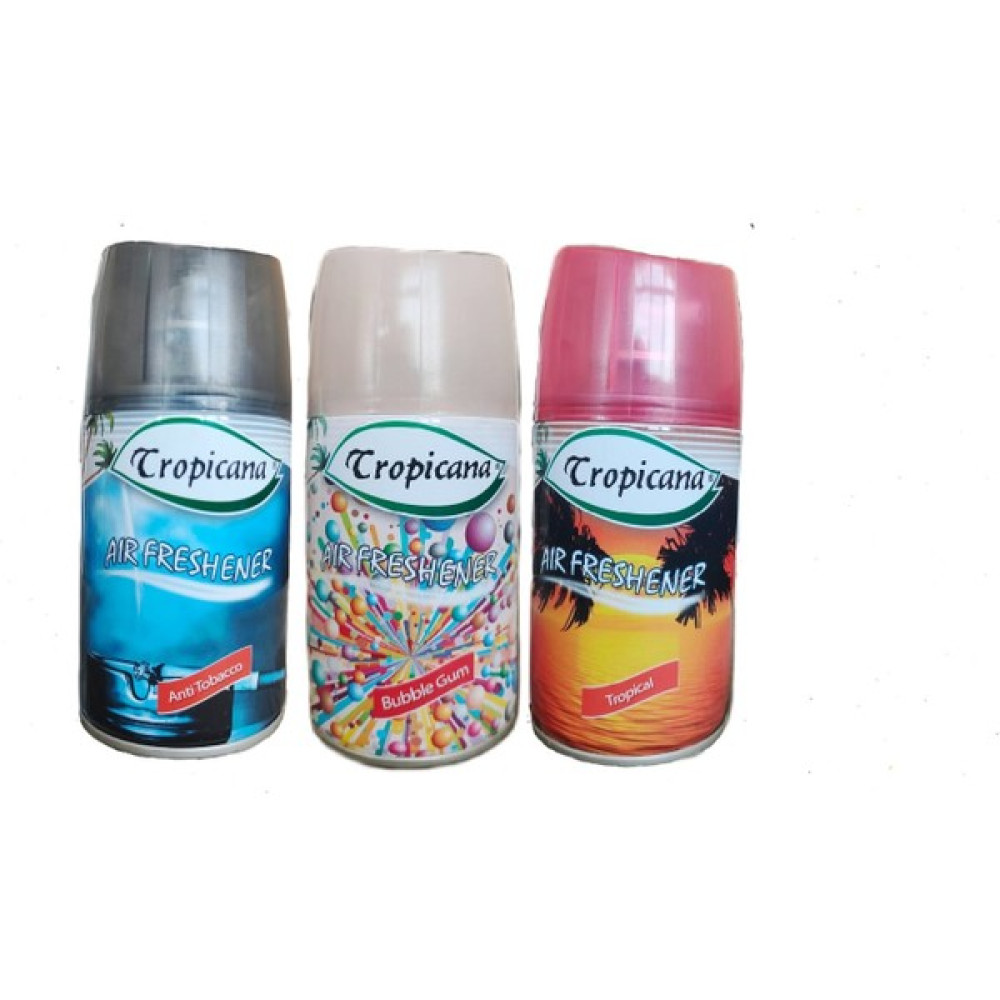 Tropicana Air Freshener Oda Kokusu Anti Tobacco + Bubble Gum + Tropikal Otomatik Makina Yedek Parfüm Spreyi 260 ml x 3 Adet Oda Kokusu Fiyatı
