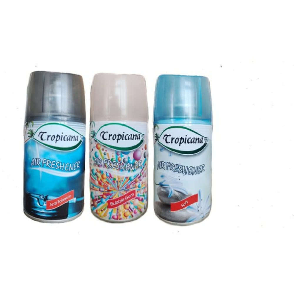 Tropicana Air Freshener Oda Kokusu Anti Tobacco + Buble Gum + Soft Kokular Otomatik Makina Yedek Parfüm Spreyi 260 ml x 3 Adet Oda Kokusu Fiyatı