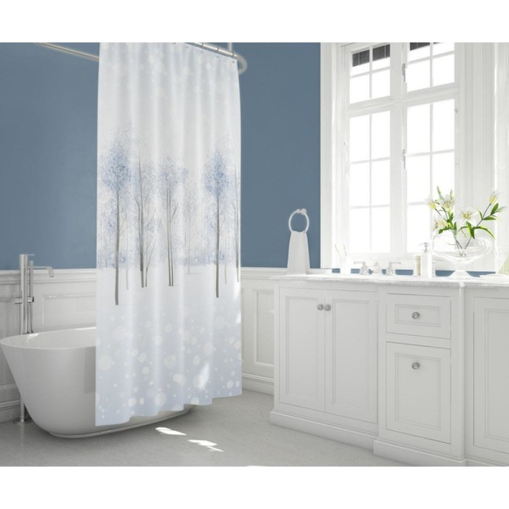 Tropik 8759 Model 110 x 200 cm Çift Kanat Banyo Duş Perdesi - Mavi - Beyaz Duş / Banyo Perdesi Fiyatı