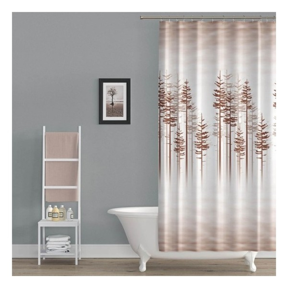 Tropik Duş Perdesi 3390 Model Çift Kanat 2X110X200CM - Acı Kahverengi - 110 x 200 cm Duş / Banyo Perdesi Fiyatı