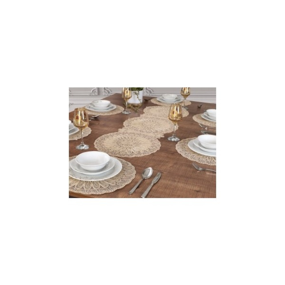 Tropik Home 12 Kişilik Amerikan Servis Supla ve Runner Seti Venezia Bej 13 Parça Çeyizlik Masa ve Sunum Takımı - Kahve - 40 x 110 cm Amerikan Servis Fiyatı