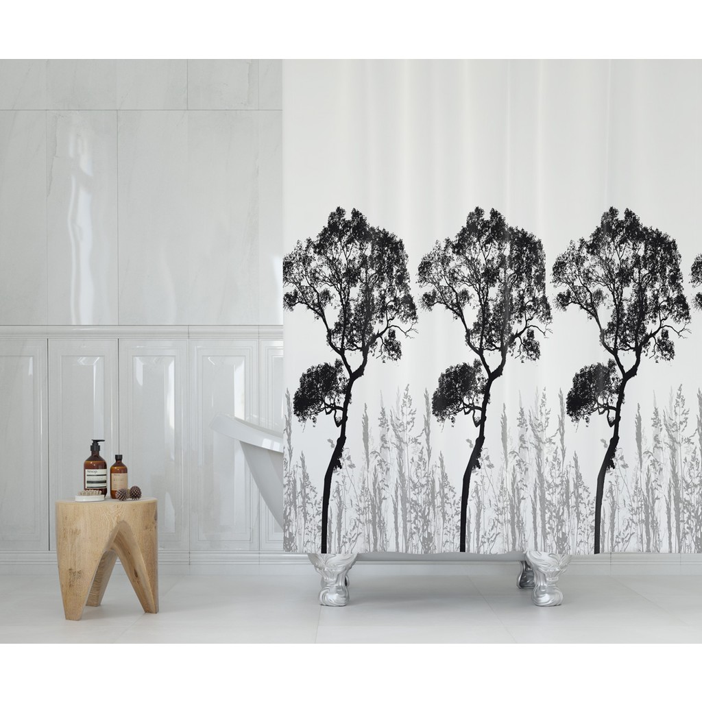 Tropik Home Ağaç Desen Banyo Duş Perdesi-Beyaz Renk Duş Perdesi ve Küvet Perdesi, 180X200 cm Lüx Banyo Perdesi - Renkli - 180 x 200 cm Perde Fiyatı